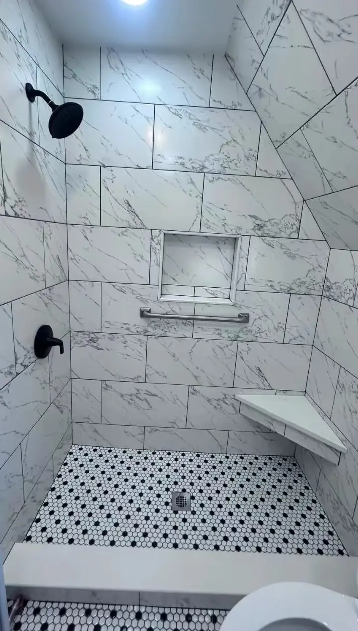 Hexagon Floor Shower Remodel