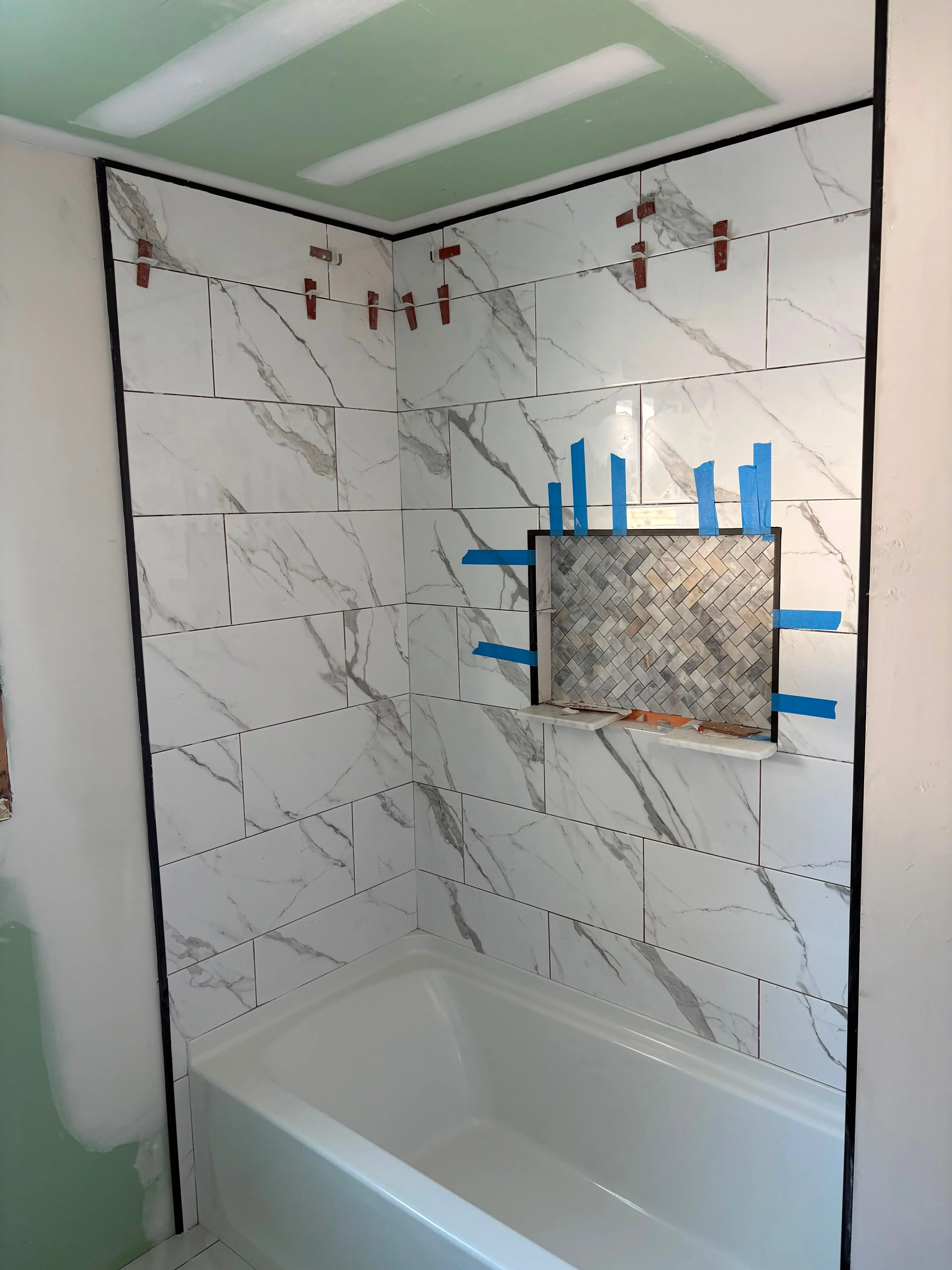 Marble Subway Tile Shower & Tub